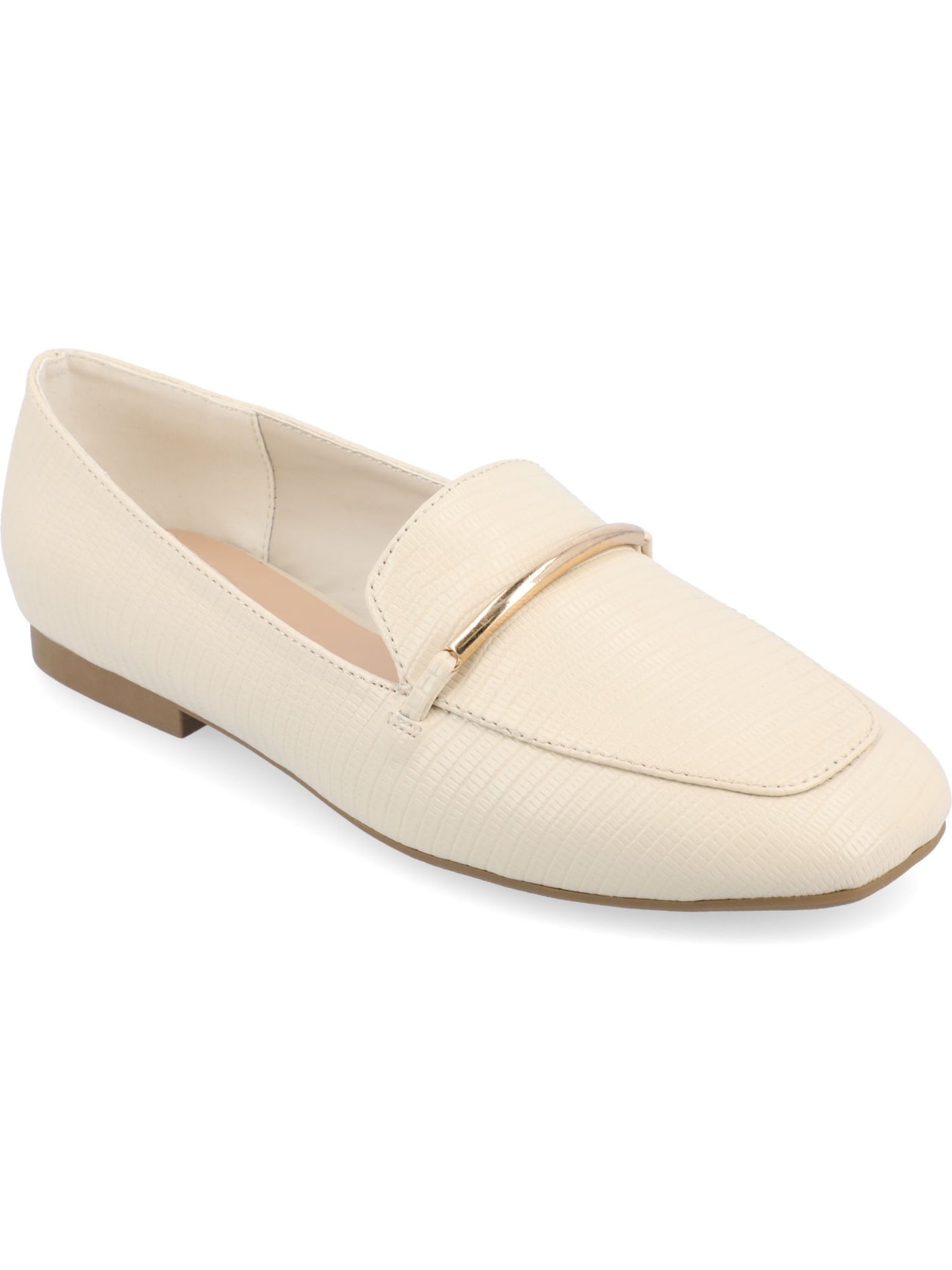 JOURNEE COLLECTION Womens Beige Metal Hardware Padded Wrenn Square Toe Slip On Dress Loafers Shoes 7 M