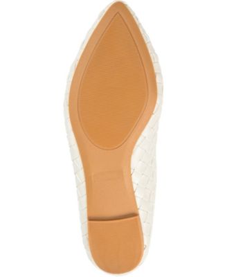 JOURNEE COLLECTION Womens White Ivory Woven Notch Cutouts Misty Pointed Toe Slip On Loafers Shoes