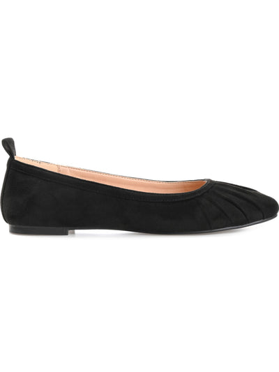 JOURNEE COLLECTION Womens Black Back Pull-Tab Ruched Cushioned Tannya Round Toe Slip On Ballet Flats 8.5 M