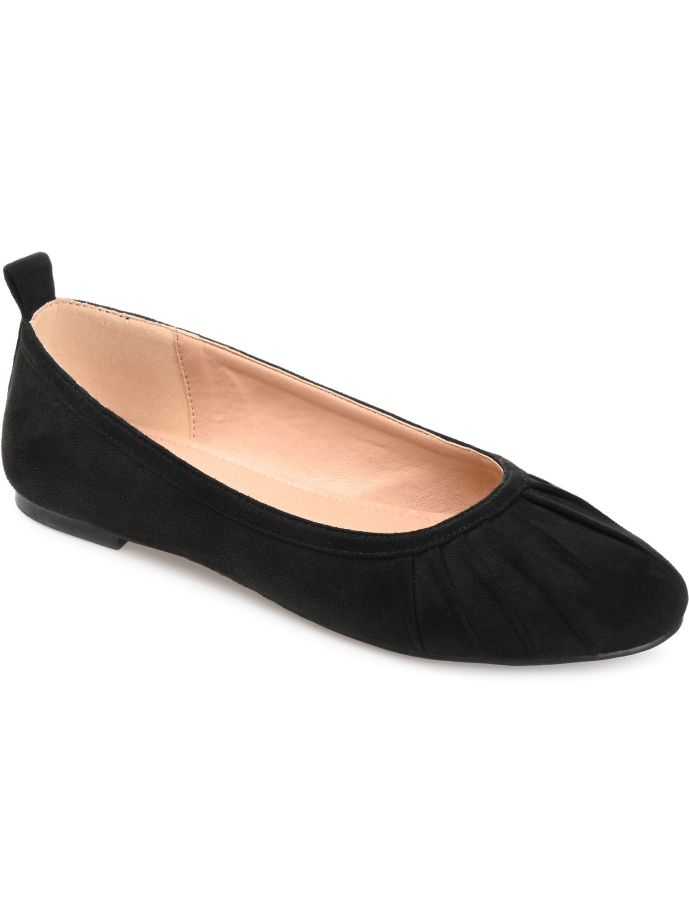 JOURNEE COLLECTION Womens Black Back Pull-Tab Ruched Cushioned Tannya Round Toe Slip On Ballet Flats 8.5 M