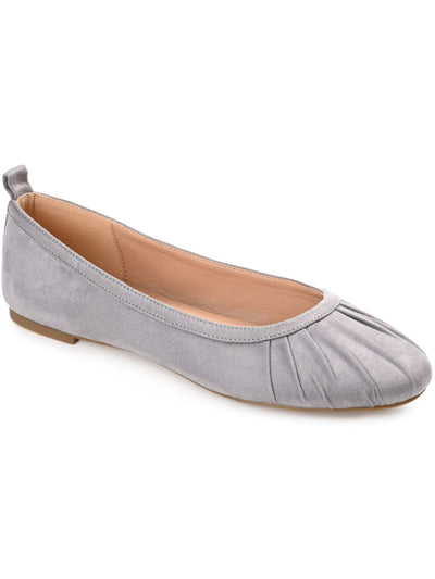 JOURNEE COLLECTION Womens Gray Back Pull-Tab Ruched Cushioned Tannya Round Toe Slip On Ballet Flats 7.5 M