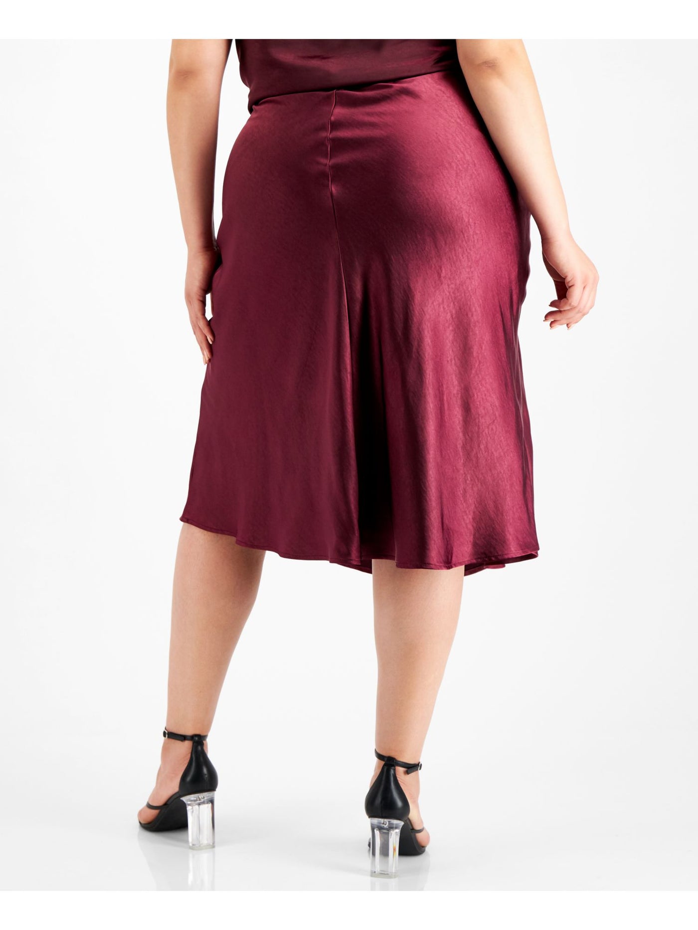 BAR III Womens Burgundy Midi Wear To Work A-Line Skirt Plus 20W