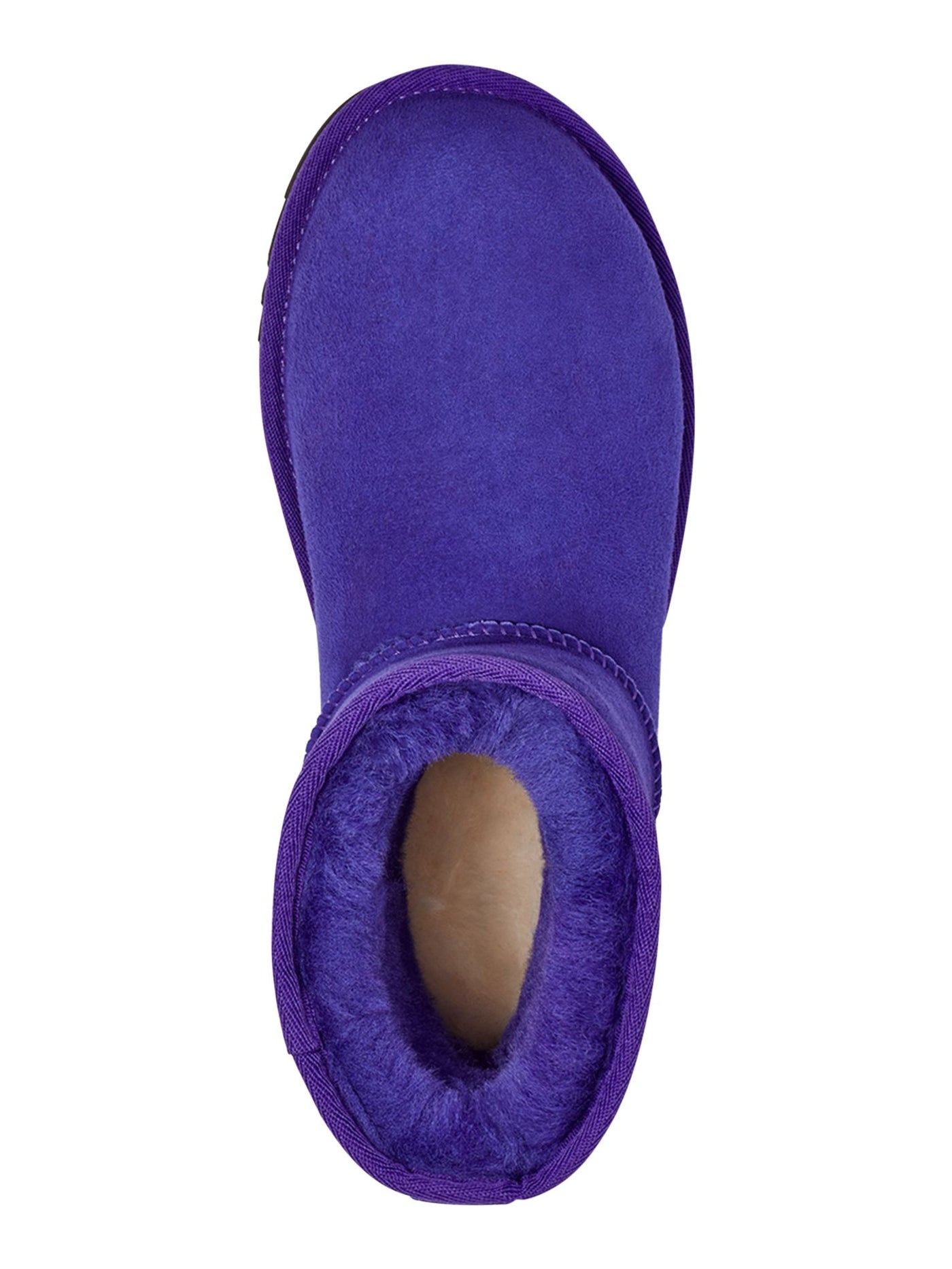 UGG Womens Purple Back Pull-Tab Comfort Classic Ii Mini Round Toe Wedge Leather Booties 5