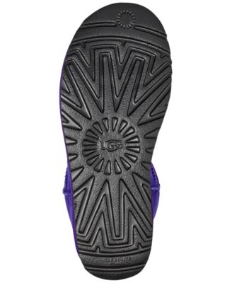 UGG Womens Purple Back Pull-Tab Comfort Classic Ii Mini Round Toe Wedge Leather Booties