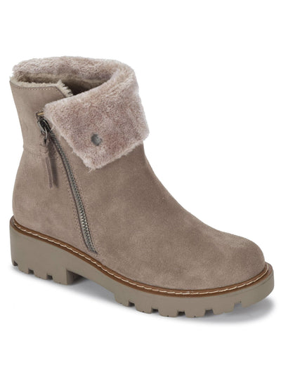 BARETRAPS Womens Beige Water Resistant Cushioned Wyoming Round Toe Block Heel Zip-Up Winter 8.5 M