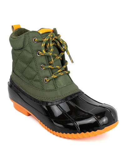 SUGAR Womens Green Cushioned Quilted Skippy Round Toe Lace-Up Rain Boots 9