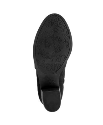 SUGAR Womens Black Padded Willetta Round Toe Block Heel Zip-Up Heeled Boots M