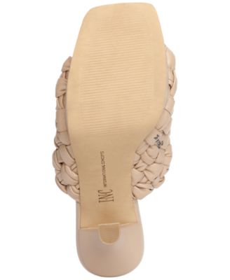 INC Womens Beige 1" Platform Woven Padded Meriana Square Toe Stiletto Slip On Heeled M