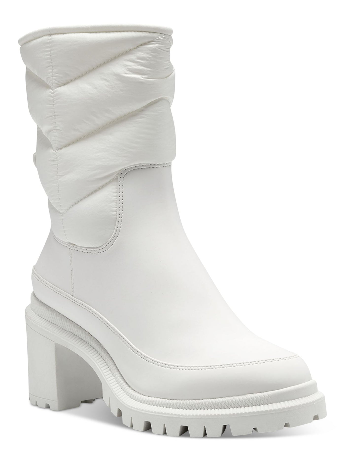 INC Womens White Padded Quilted Slip Resistant Suludi Round Toe Block Heel Zip-Up Winter Boots 8 M