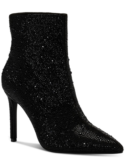 INC Womens Black Rhinestone Arch Support Reisa Pointed Toe Stiletto Zip-Up Dress Booties 6.5 M