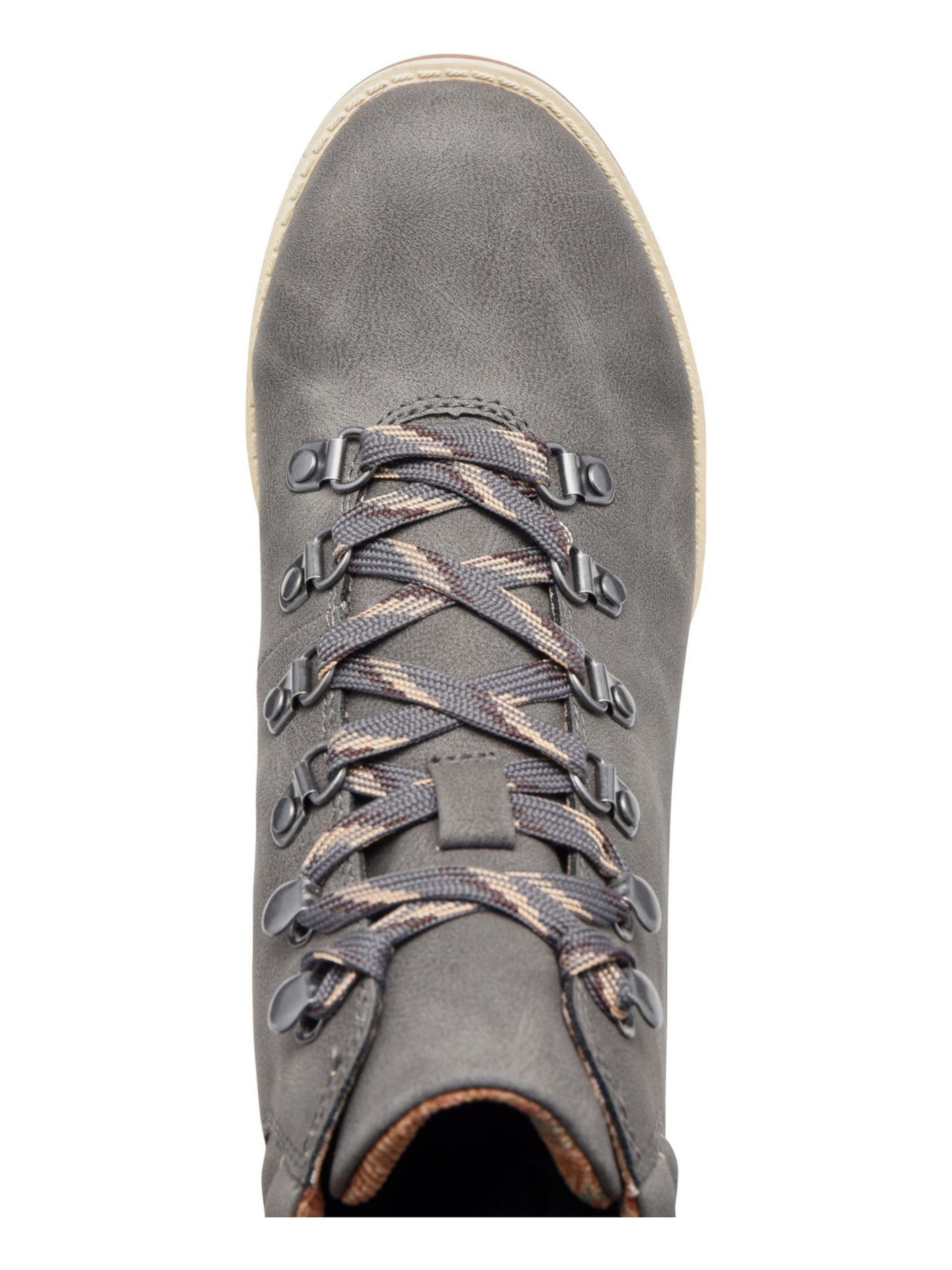 BOC Womens Gray Floral Inside Padded Cuff Hiker-Inspired Cushioned Alder Round Toe Block Heel Lace-Up Booties 9.5 M