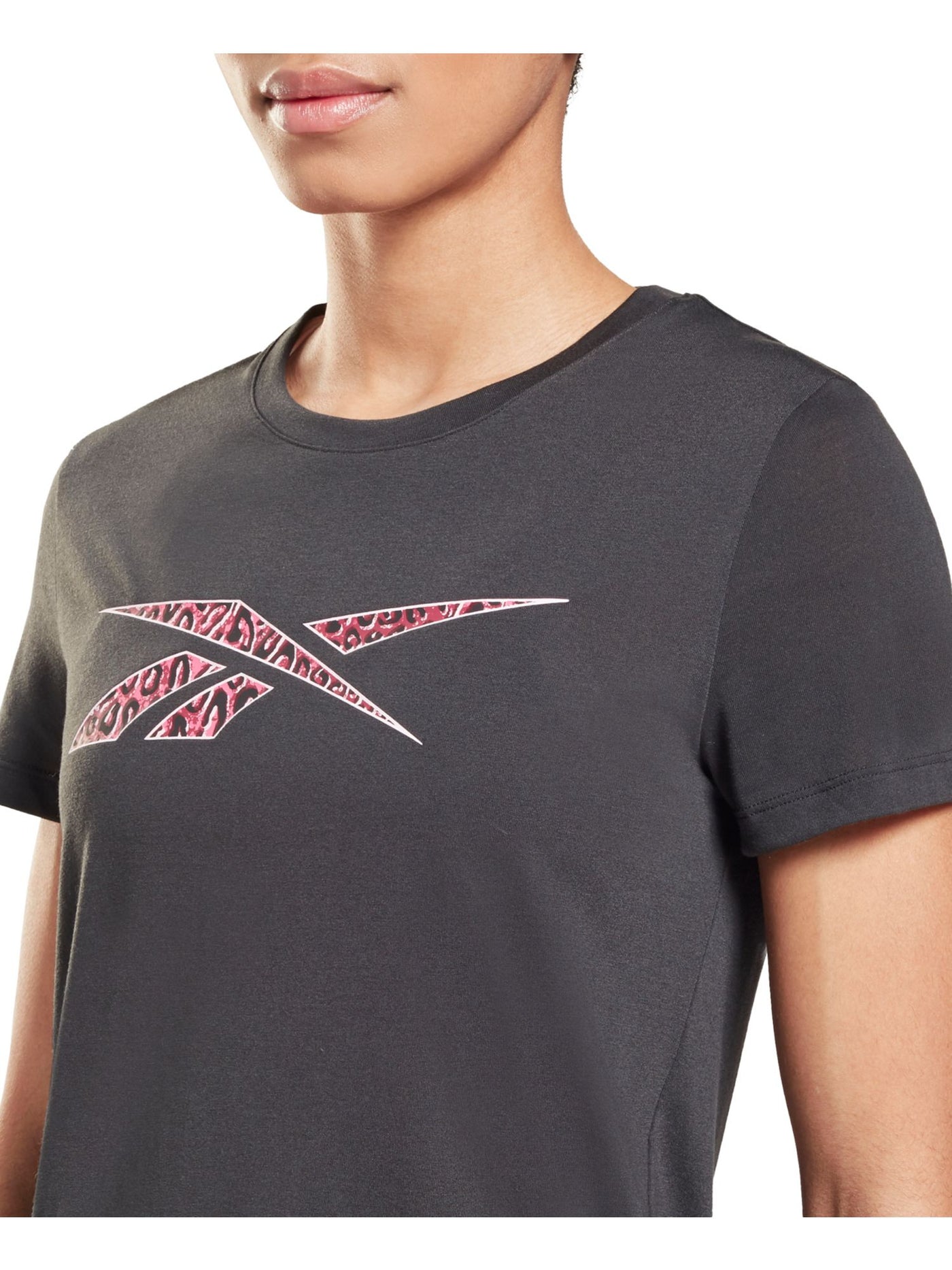 REEBOK Womens Black Logo Graphic Short Sleeve Crew Neck T-Shirt XS