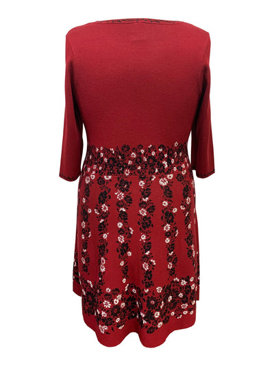 TAYLOR Womens Knit 3/4 Sleeve Jewel Neck Knee Length Wear To Work Sweater Dress