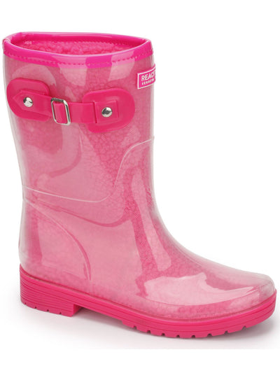 REACTION KENNETH COLE Womens Pink Lug Sole Water Resistant Round Toe Buckle Rain Boots 11 M