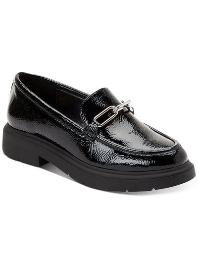 ALFANI Womens Black Chain Comfort Galilyao Round Toe Block Heel Slip On Loafers Shoes 8.5 M