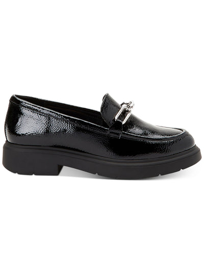 ALFANI Womens Black Chain Comfort Galilyao Round Toe Block Heel Slip On Loafers Shoes 8.5 M