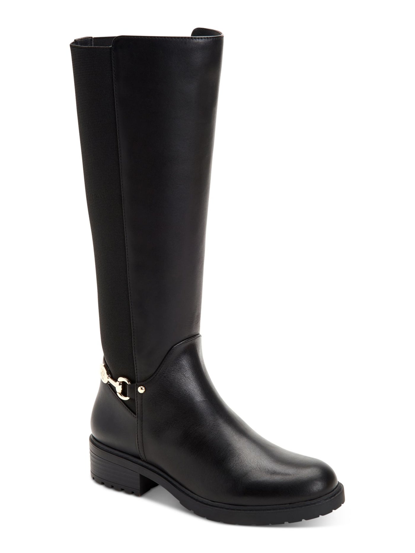 GIANI BERNINI Womens Black Buckle Accent Barnibee Round Toe Block Heel Zip-Up Riding Boot 8.5 M