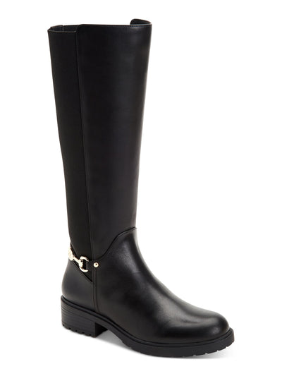 GIANI BERNINI Womens Black Buckle Accent Barnibee Round Toe Block Heel Zip-Up Riding Boot 6 M