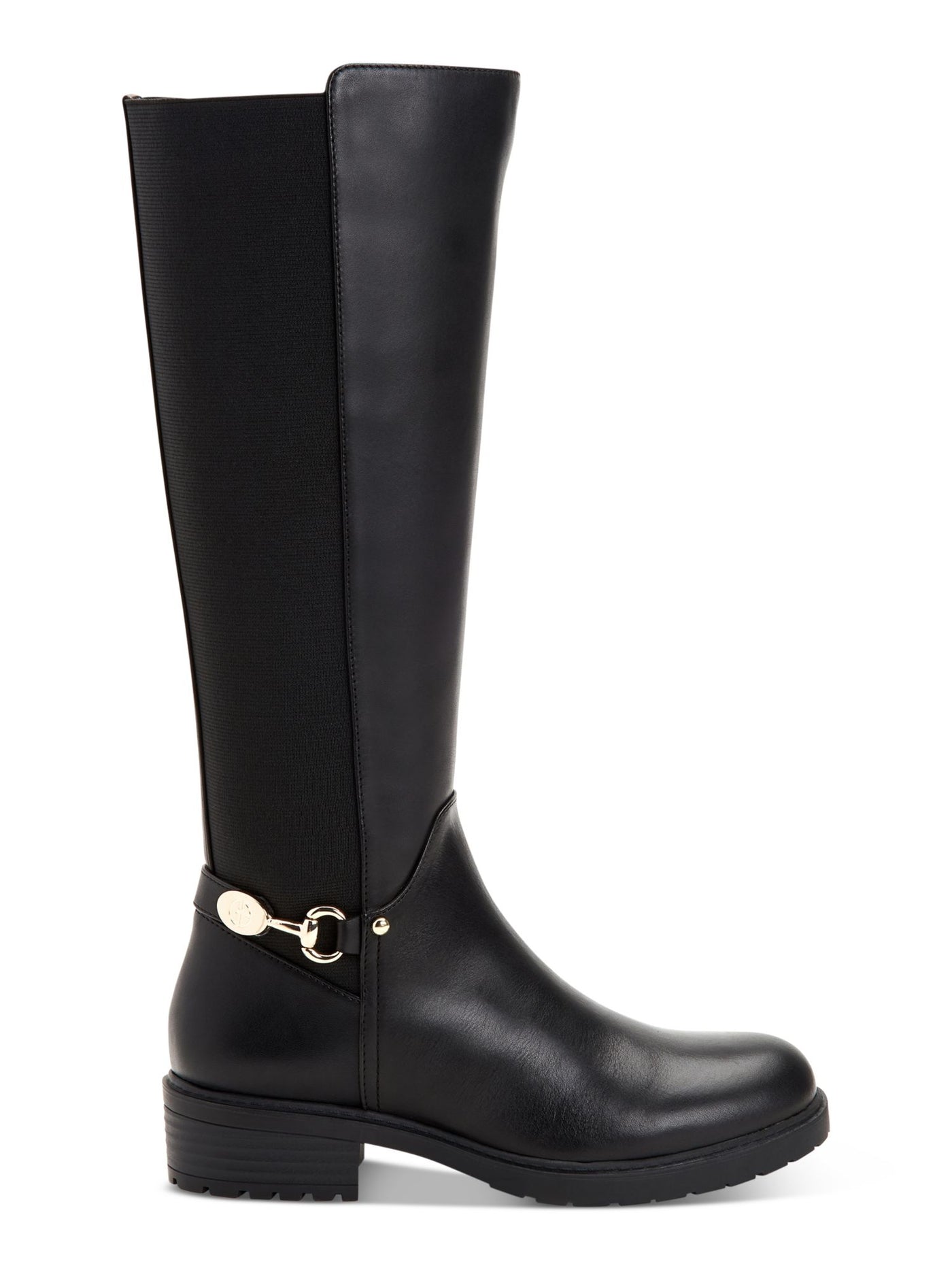 GIANI BERNINI Womens Black Buckle Accent Barnibee Round Toe Block Heel Zip-Up Riding Boot 6 M