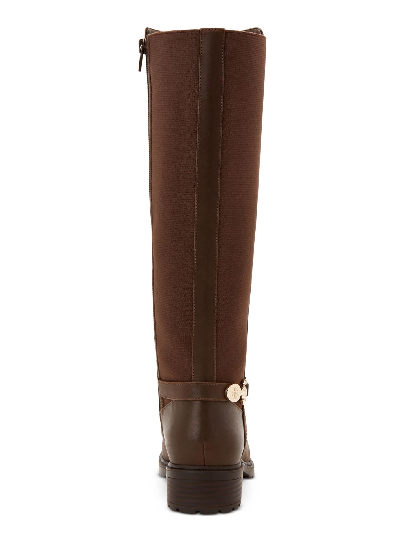 GIANI BERNINI Womens Brown Buckle Accent Barnibee Round Toe Block Heel Zip-Up Leather Riding Boot 8.5 M