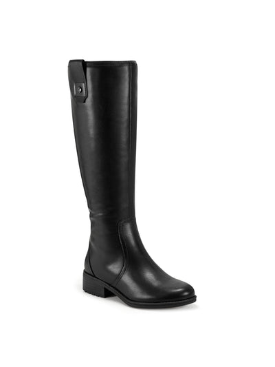 EASY SPIRIT Womens Black Crocodile Zipper Accent Water Resistant Rhonda Round Toe Block Heel Leather Riding Boot 5 M