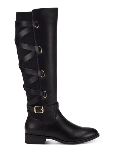 THALIA SODI Womens Black Padded Buckle Accent Goring Veronika Round Toe Block Heel Zip-Up Riding Boot 7 W