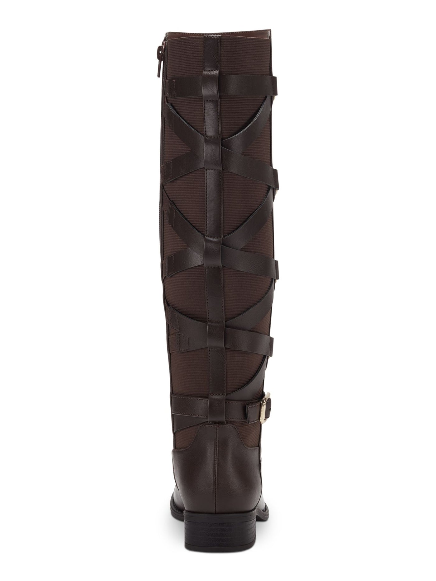 THALIA SODI Womens Brown Buckle Accent Cushioned Veronika Almond Toe Zip-Up Riding Boot 6.5 M