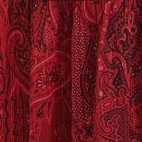 TOMMY HILFIGER Womens Red Ruffled Metallic Sheer Lined Tie Drawstring Waist Paisley Elbow Sleeve Split Midi Evening Fit + Flare Dress