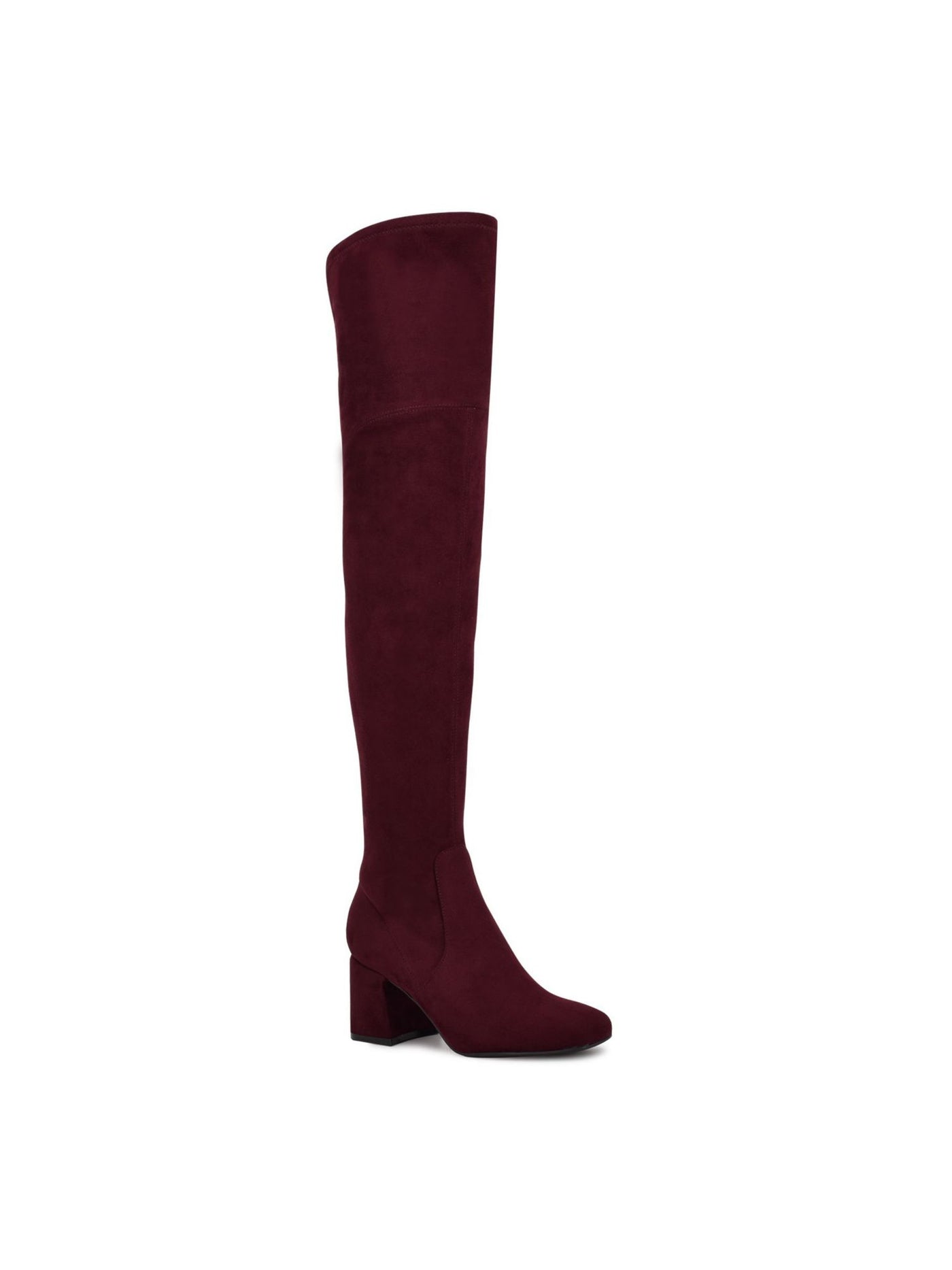 NINE WEST Womens Burgundy Padded Blocky Square Toe Block Heel Zip-Up Heeled Boots 7 M