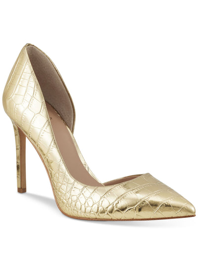 INC Womens Gold Solid Metallic Croc D Orsay Padded Kenjay Pointed Toe Stiletto Slip On Dress Pumps Shoes 7.5 M