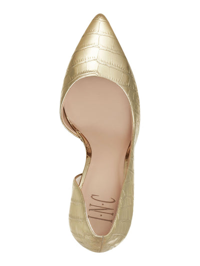 INC Womens Gold Solid Metallic Croc D Orsay Padded Kenjay Pointed Toe Stiletto Slip On Dress Pumps Shoes 7.5 M