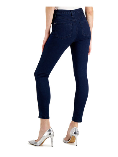INC Womens Navy Denim Zippered Pocketed Seamed Front-slit High Waist Jeans 2\26