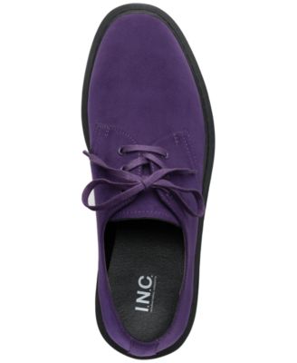 INC Mens Purple 1" Platform Cushioned Graham Round Toe Block Heel Lace-Up Oxford Shoes