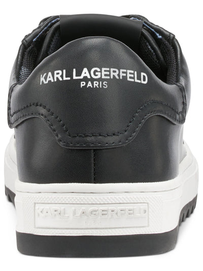 KARL LAGERFELD PARIS Mens Black Removable Insole Comfort Round Toe Platform Lace-Up Leather Athletic Sneakers Shoes 10.5 M