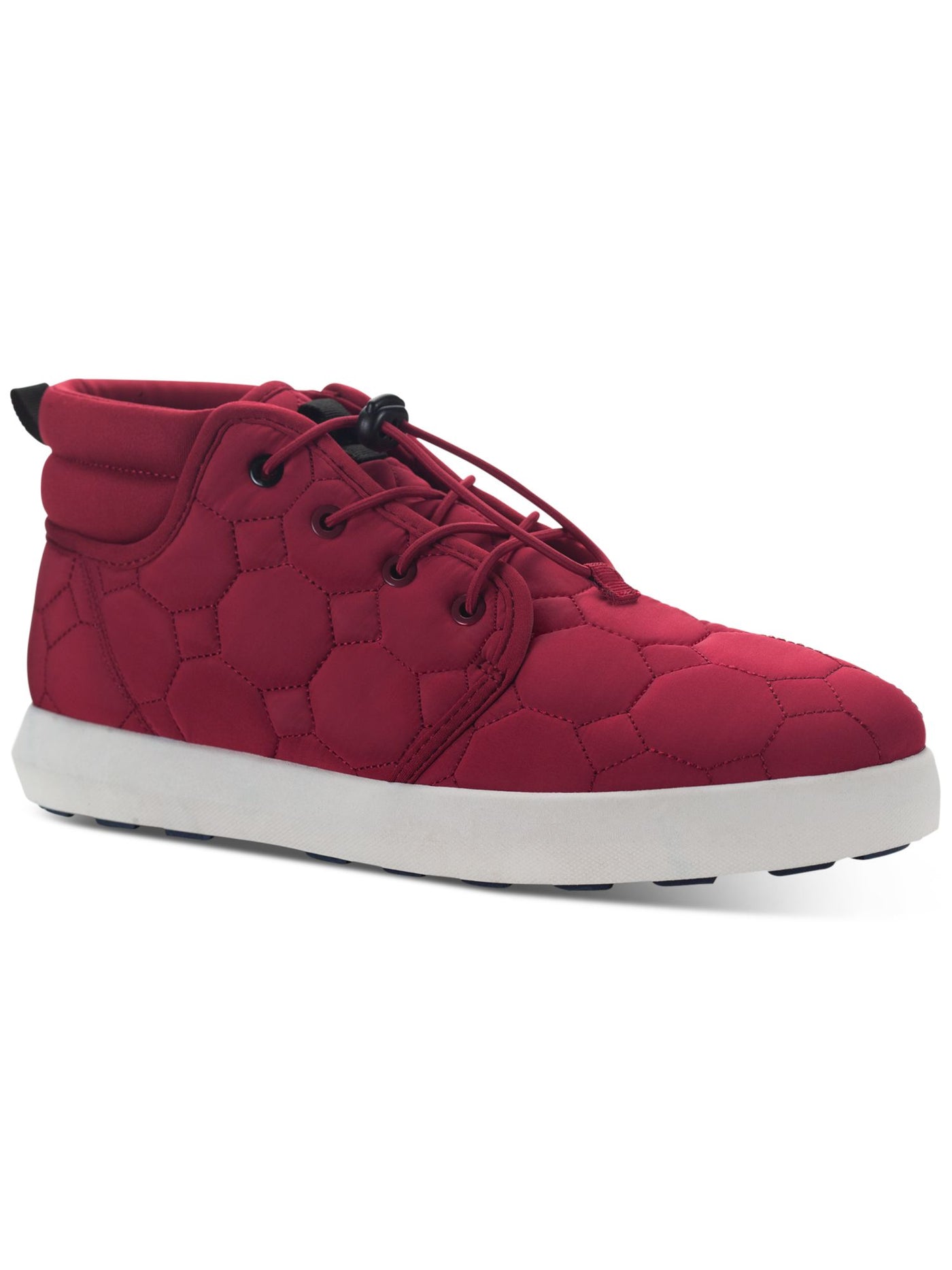 SUN STONE Mens Red Patterened Pull Tab Puffer Quilted Cushioned Fin Round Toe Platform Sneakers Shoes 10