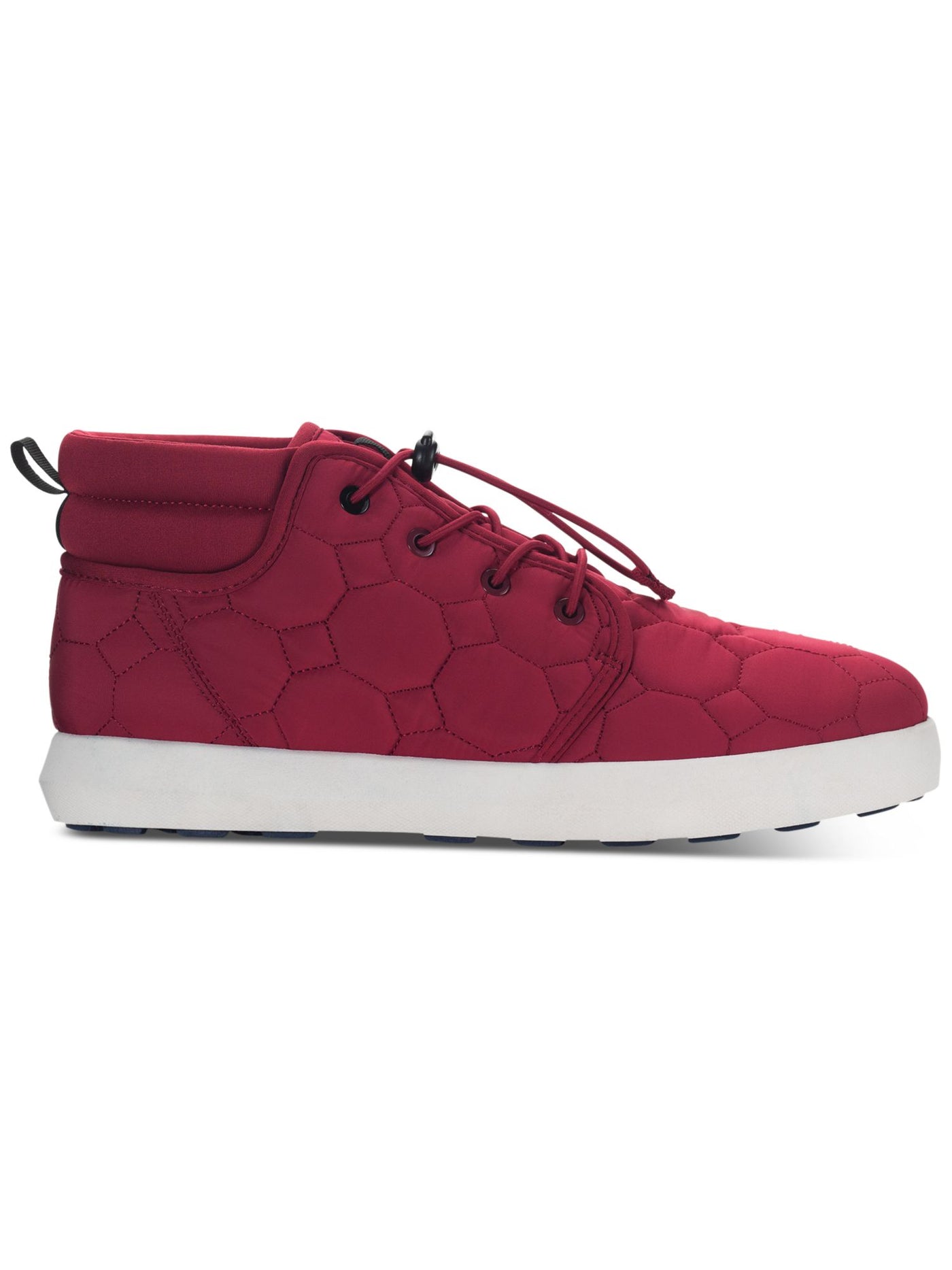 SUN STONE Mens Red Patterened Pull Tab Puffer Quilted Cushioned Fin Round Toe Platform Sneakers Shoes 10