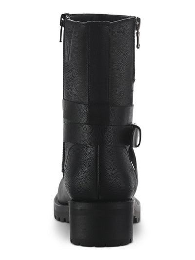 SUN STONE Womens Black Buckle Accent Cushioned Stellaa Round Toe Block Heel Zip-Up Riding Boot 10 M