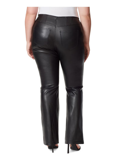 JESSICA SIMPSON Womens Black Stretch Pocketed Unlined Elastic Waist Pull On Cocktail Flare Pants Plus 22W