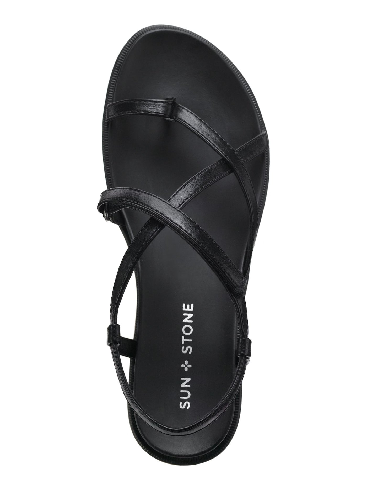 SUN STONE Womens Black Strappy Comfort Juune Round Toe Wedge Gladiator Sandals Shoes 9.5 M