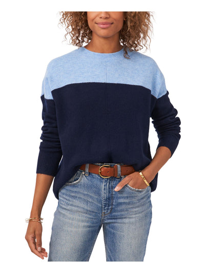 VINCE CAMUTO Womens Navy Knit Color Block Sweatshirt XS