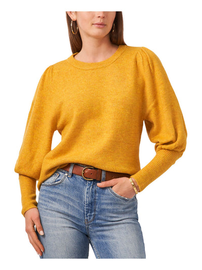 VINCE CAMUTO Womens Gold Ribbed Balloon Sleeve Crew Neck Wear To Work Sweater M