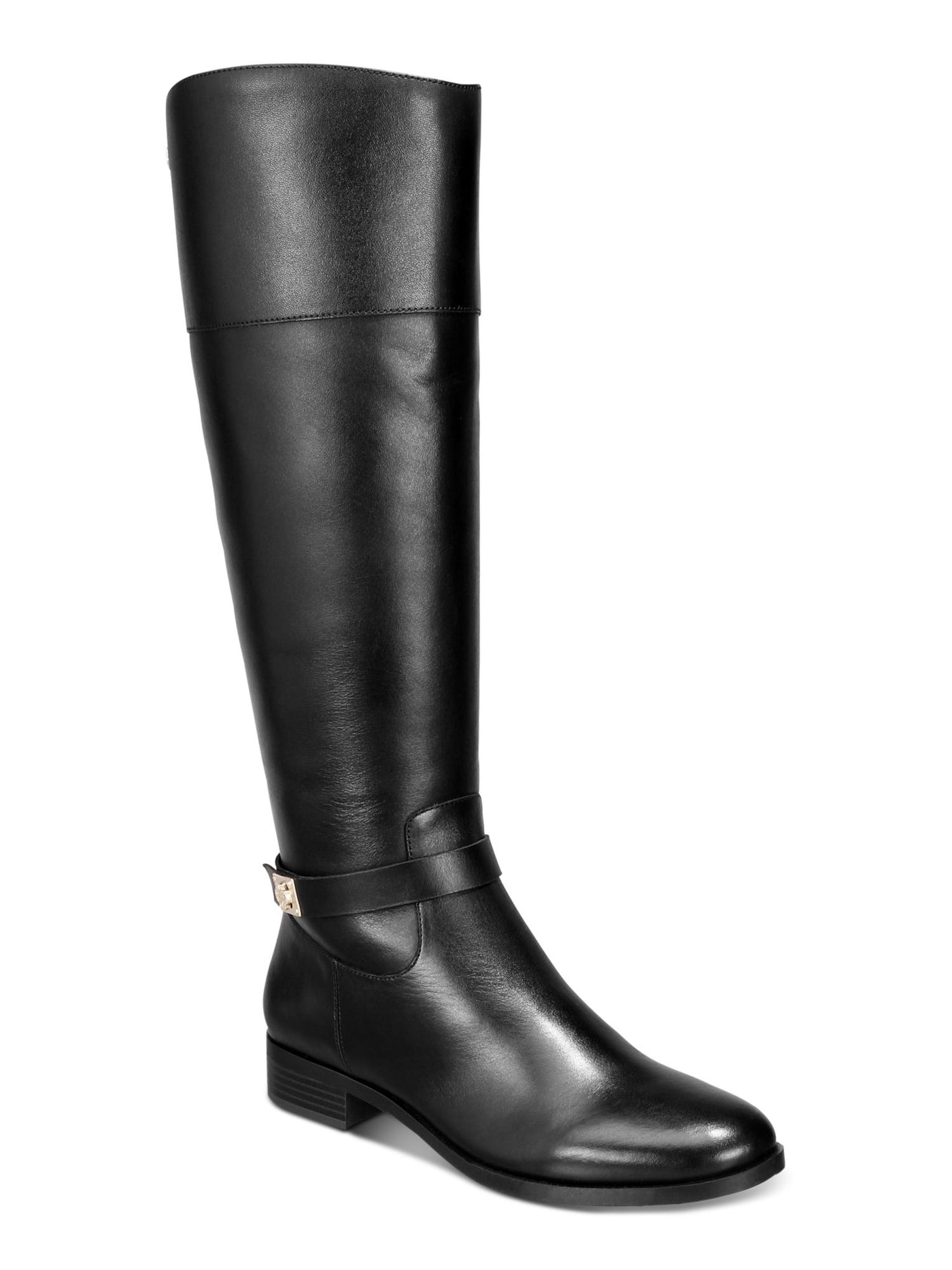CHARTER CLUB Womens Black Buckle Accent Johannes Round Toe Zip-Up Riding Boot 6.5 M