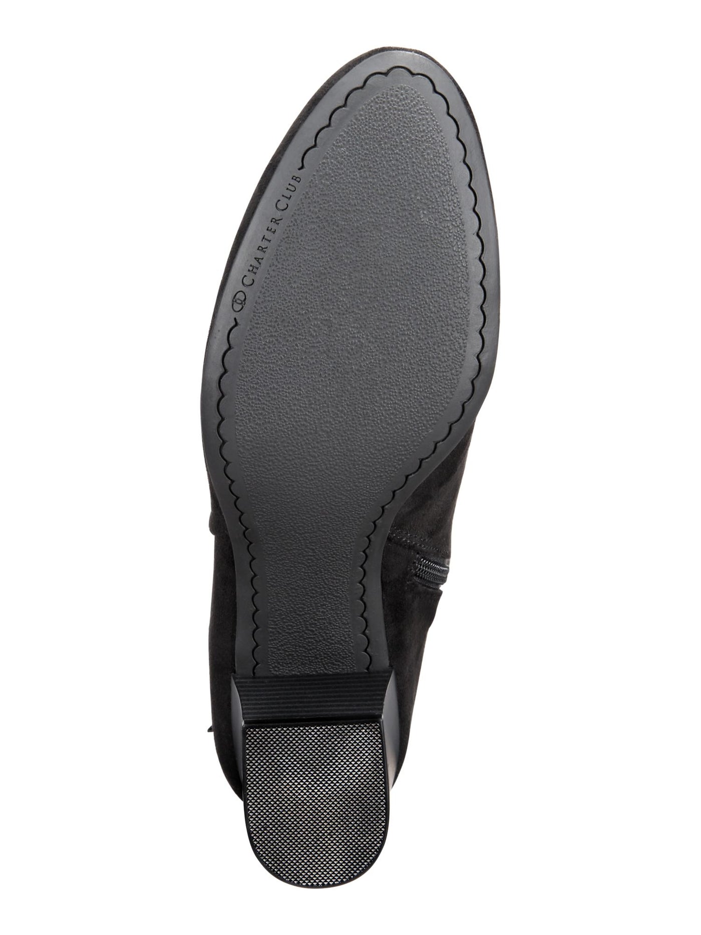 CHARTER CLUB Womens Black Metallic Hardware Slip Resistant Padded Palmaa Almond Toe Block Heel Zip-Up Boots Shoes