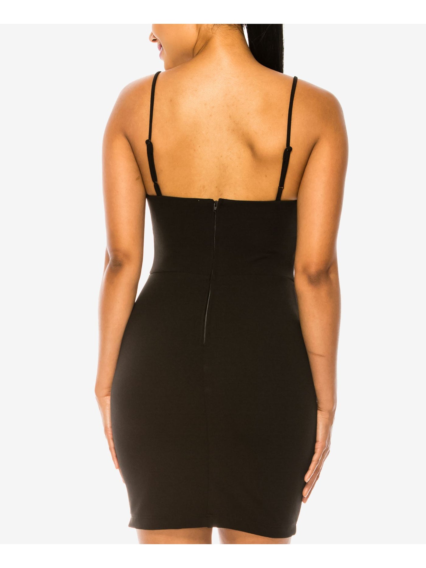 B DARLIN Womens Black Cut Out Zippered Sleeveless Sweetheart Neckline Above The Knee Party Body Con Dress Juniors 15\16