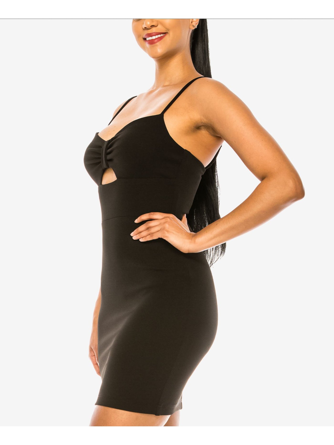 B DARLIN Womens Black Cut Out Zippered Sleeveless Sweetheart Neckline Above The Knee Party Body Con Dress Juniors 17/18