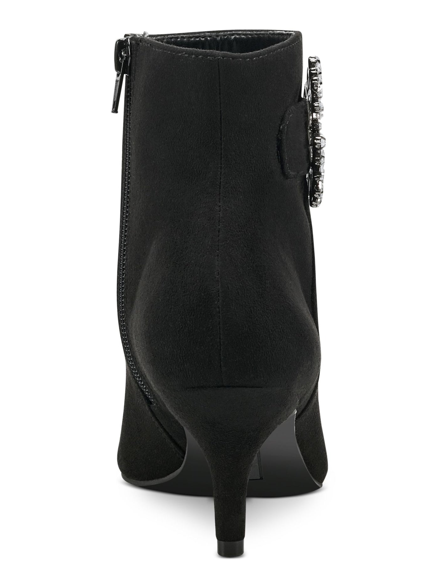 CHARTER CLUB Womens Black Embellished Comfort Crafta Pointed Toe Kitten Heel Zip-Up Booties 5 M