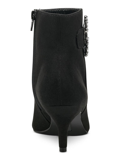 CHARTER CLUB Womens Black Embellished Comfort Crafta Pointed Toe Kitten Heel Zip-Up Booties 5 M