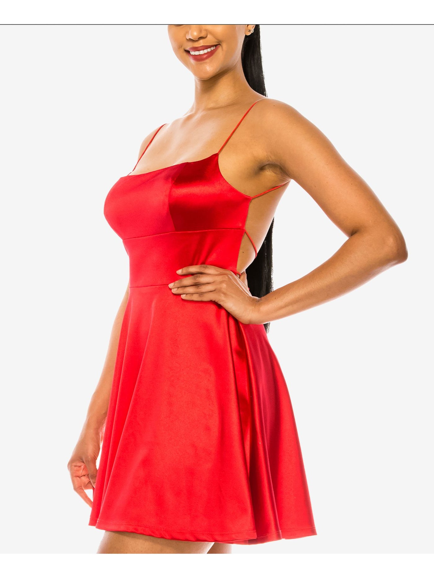 B DARLIN Womens Red Stretch Sleeveless Scoop Neck Short Party Fit + Flare Dress 7\8