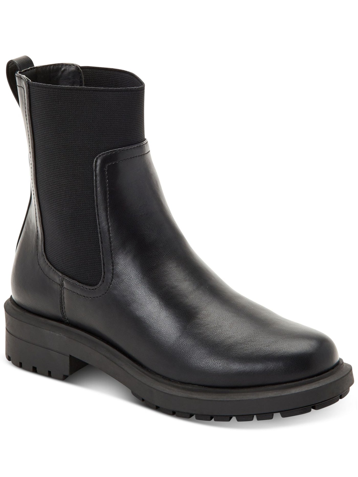 ALFANI Womens Black Heel Pull-Tab Goring Lug Sole Tackoma Round Toe Block Heel Chelsea Boot 7 M