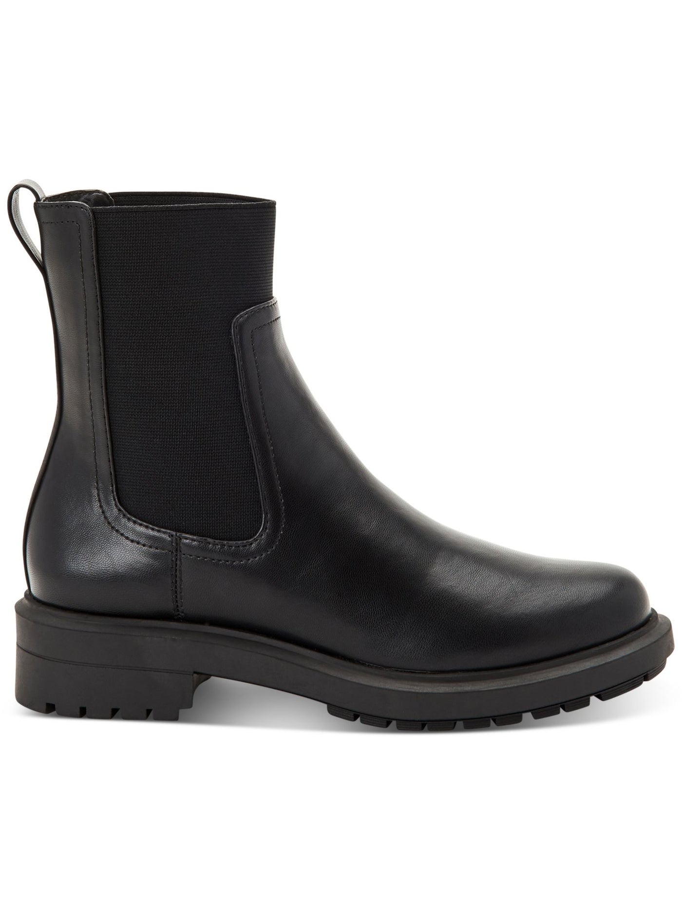 ALFANI Womens Black Heel Pull-Tab Goring Lug Sole Tackoma Round Toe Block Heel Chelsea Boot 7 M